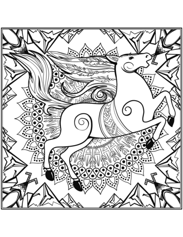 Horse Mandala Coloring Page